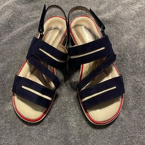 BeautiFeel Women’s Ankle Strap Sandal EUR 37, US 7. Patriotic Red, White & Blue